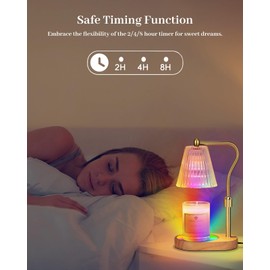 Engpure Candle Warmer Lamp with 7 LED Colors Changing,Candle Warmer with Timer Dimmer, Electric Candle Lamp with Adjustable Height Home Decor for Secented Jar Candles Christmas Gift for Mom Women