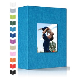 Photo Album 4x6 with 100 Pockets,Slip-in Picture Albums,Linen Cover Memory Book with Front Window,White Page Vertical Photo Book for Wedding,Family,Anniversare,Baby,Vacation