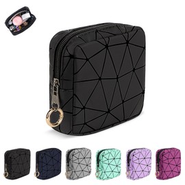 Playexen Playexen 4.5" Mini Makeup Bag, Black Small Cosmetics Bag for Purse, Portable Makeup Pouch with Zipper for Women Girls, Christmas/Birthday/Wedding/Party Gifts (Black, Small)