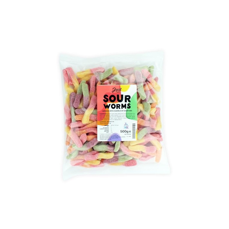 Just Treats Sour Worms (500g Share Bag)