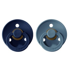 BIBS Colour Paquete de 2 chupetes. Libre de BPA, Tetina redonda. Látex natural, Talla 1 (0-6 meses),Deep Space/Petrol