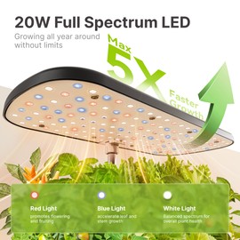 SUNCOZE Hydroponics Growing System Kit 12 Pods, Indoor herb Garden with 20W LED Grow Light, Visible Water Tank with Pump, 2.2"-12.4" Adjustable Height Indoor Gardening System, Gardening Gifts, Black