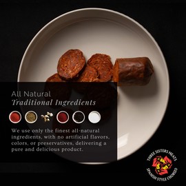 Dry Cured Chorizo Link (6oz) - A Taste of Northern Spanish Chorizo - Vegetarian-Diet-Fed, ABF Chorizo Pork- Versatile and Delicious Aged Spanish-style Chorizo Link