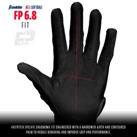 Franklin Sports USA Softball Women's Softball Batting Gloves - CFX Pro Fastpitch + Slowpitch Girls Batting Gloves - Adult + Youth Pairs - Black - Womens Medium