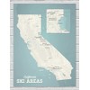 California Ski Resorts Map 18x24 Poster (Beige & Opal Blue)
