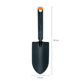 Fiskars Garden Tool Set, 3 Pieces, Flower Rake, Trowel, Trowel, Stainless Steel Head/Plastic Handle, Black/Orange, Ergo, 1027681