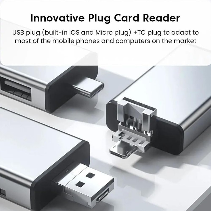 Betterlifewj Multifunctional 7-in-1 Card Reader Storage Box. Four Plugs +