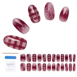 BIBII Gel Nail Seal, Hardening Type, French Nail Seal, Gel Nail, Just Stick, Long-Lasting, Waterproof, Gel Nail Kit, For Hands, 24 Pieces, Spring & Summer Flowers, Cute, Heart, Butterfly, Ribbon, Gel