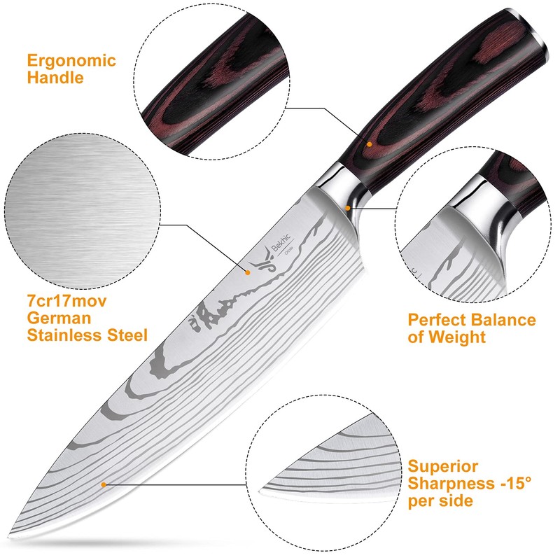 Bekhic Chef Knife - CKnife Pro Kitchen Knife 8-Inch Chef's