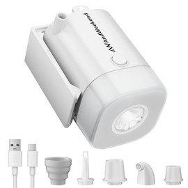 THE WEEKEND Portable Air Pump for Inflatables with Camping Lantern,3kPa Tiny Air Mattress Pump with 2000mAh Rechargeable Battery,Inflate Deflate for Sleeping Pads Pool Floats Inflatable Toys(White)