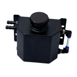 Melincars Radiator Coolant Overflow Tank , Aluminum Coolant Reservoir Tank,Leak Proof Design with Level Indicator, Magnetic Drain Plug,Compatible with Most Cars 1L Black