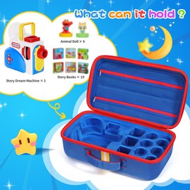 Storage Carrying Case Compatible with Little Tikes Story Dream Machine Books Starter Set and Character (Blue, Large Size)