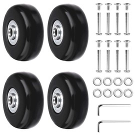 Forhandy Suitcase Wheels Replacement Wheels 4 Pieces 50 x 18 mm Suitcase Wheels Replacement for Suitcase Replacement Wheels Rubber Replacement Wheels with Axles Wrench Repair Set for Suitcases