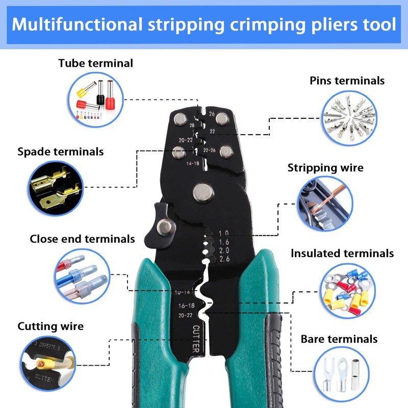 aikoolwer 330Pcs Nylon Spade Connector Right Angle Kit Crimping Tool