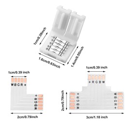 35 Pieces LED Strip Connector 5 Pin Solderless LED Light Connector L Shape LED Lights Extension T Shape Solderless LED Adapter Connector for 5050 3528 LED String Light Extending Connection (10 mm)