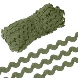 sourcing map 30 Yard Rick Rack Trim Ribbon, 1/2 Inch Wave Sewing Bending Fringe Trim for DIY Clothes Wrapping Wedding Party Decoration Green