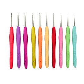 Pack of 10 Small Crochet Hooks Set 0.5 mm to 2.75 mm Ergonomic Crochet Hooks with Soft Grip Thread Crochet Steel Lacing Hooks