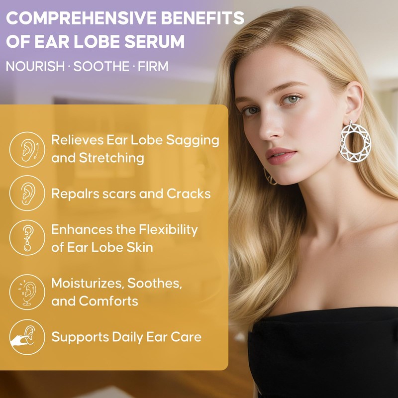 Rejuvenating Ear Lobe Serum, Ear Care Solution for Pierced Ears,