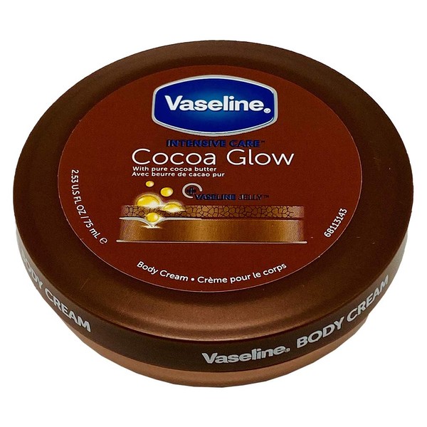Vaseline Cocoa Glow Cocoa Butter Body Cream. Moisturizer for Soft and Glowing Skin. Multi Purpose Body Cream. 2.53 Fl.Oz / 75 ml