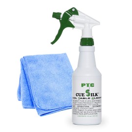 Cue Silk PTC Pool Table Cleaner 16 oz Bottle Bundle with Microfiber Cloth