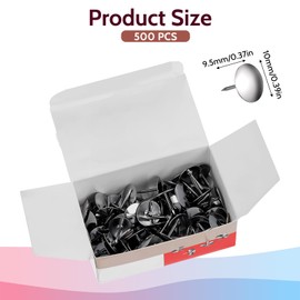 Pack of 500 Push Pins for Cork Boards, Round Metal Thumbtacks, 3/8 Inch Push Pins for Posters, Silver Office Drawing Pins for Cork Boards, Bulletin Board Tacks, Metal Push Pins for Wall