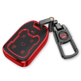 for Chevy GMC Key Fob Cover with Keychain.Compatible with 2023 2022 2021 2020 2019 GMC Sierra, Chevy Silverado 1500 2500HD 3500HD,No Screws Required for Installation.