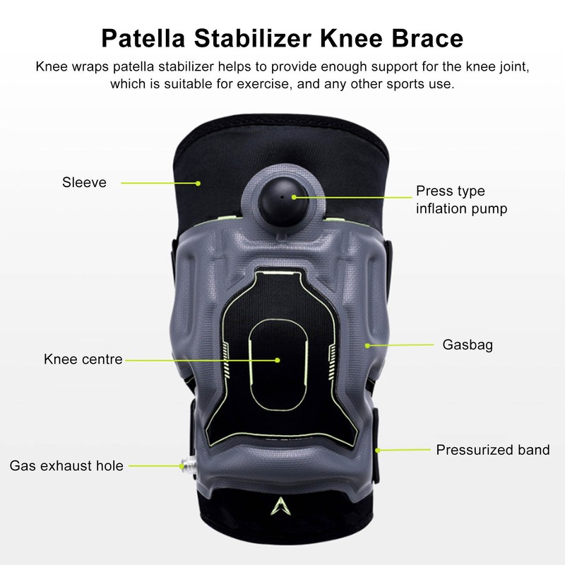 Inflated Knee Compression Brace Improve Stability Knee Support Wraparound Strap