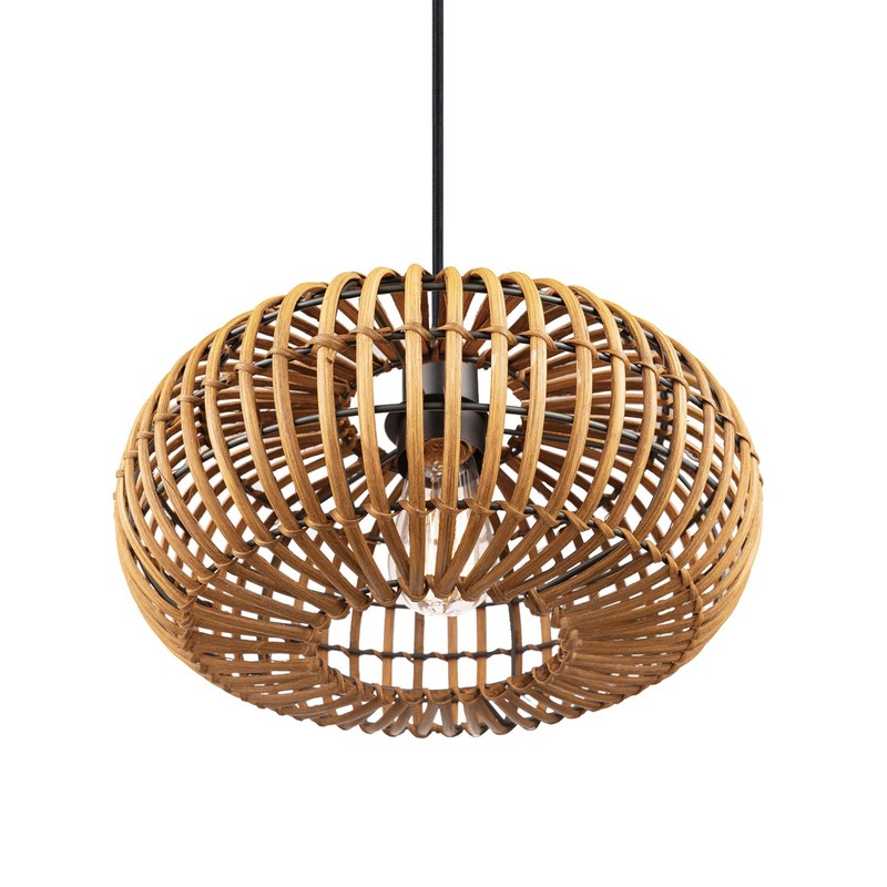 GLOBE Electric x Novogratz 61063 1-Light Pendant Light Fixture, Rattan