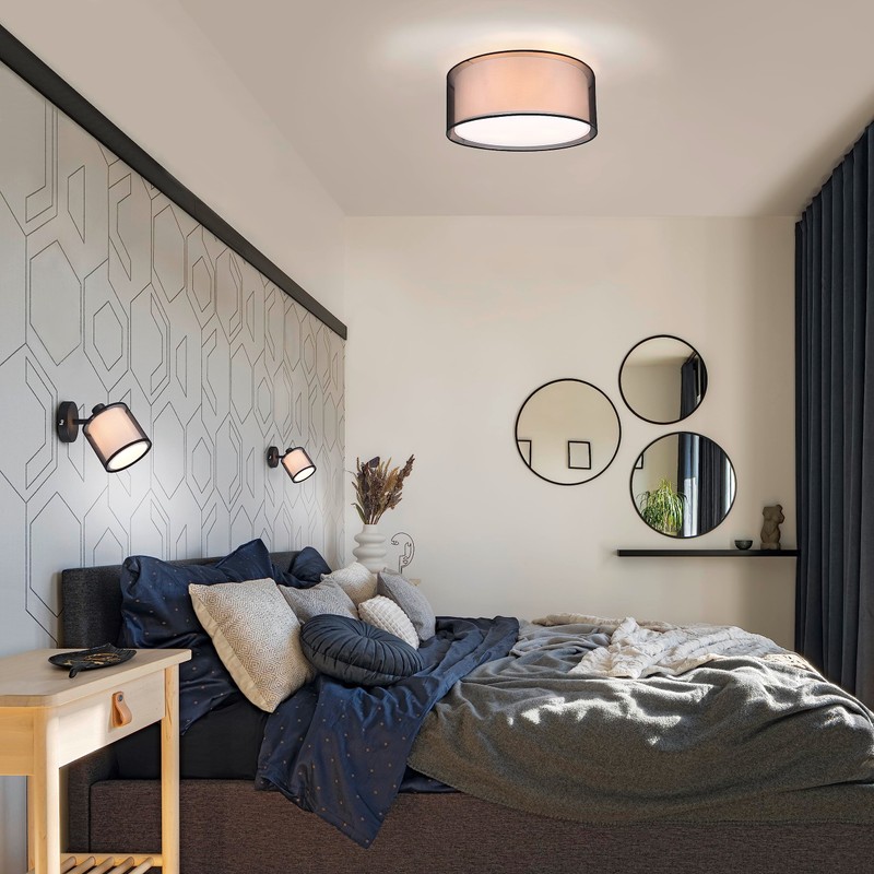 Trio Leuchten Burton 811400132 Wall Spotlight Metal Matte Black Fabric