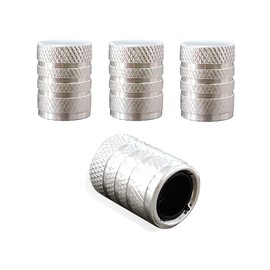 povtii 4 PCS Car Tire Valve Stem Caps, Aluminum Anti Corrosion Tire Air Caps with with Plastic Seal, Universal Leakproof Tyre Stem Cover, Car Accessories for Truck Bike Motorcycle (Silver)