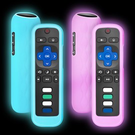 2 Pack Remote Cover for Roku,Compatible with All Roku TV Remote Case Blue and Purple
