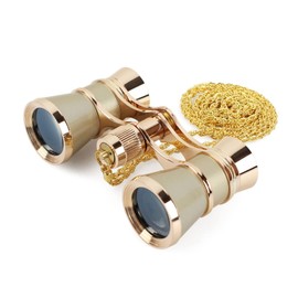 Aroncent Opera Glasses Binoculars 3X25 Vintage Theater Glasses Mini Binocular Compact Gold Opera Glasses with Chain for Adults Kids Women in Opera Musical Concert