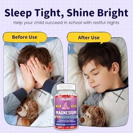 Kids Magnesium Gummies-Magnesium Glycinate Gummies for Kids Supplement-w/Zinc, Chamomile, Omega-3, Vitamin B6, D3 - for Sleep, Relaxation, Brain, Bone