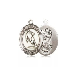 Bliss Sterling Silver Saint Christopher Rugby Medal Pendant Necklace 18" Chain Gift