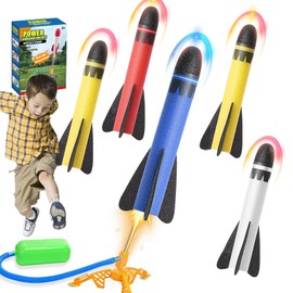 LURNODY Children's Stomp Rocket Set, Toy Rocket Launches Up to 100 Feet, Rocket Toy for Children Foam, Rocket Game Children Outdoor from 3 Years (5 Rocket Heads 22.5 cm)