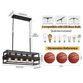 KEESFU Farmhouse Chandelier Kitchen Island Lighting, 5 Light Dining Room Light Fixtures Over Table,Farmhouse Wood Light Fixtures for Kitchen Island Dining Room Living Room Table.