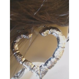 Unbranded LARGE 3.5 INCH SILVER BAMBOO HEART HOOP EARRINGS LIGHTWEIGHT FULL HOOPS RETRO