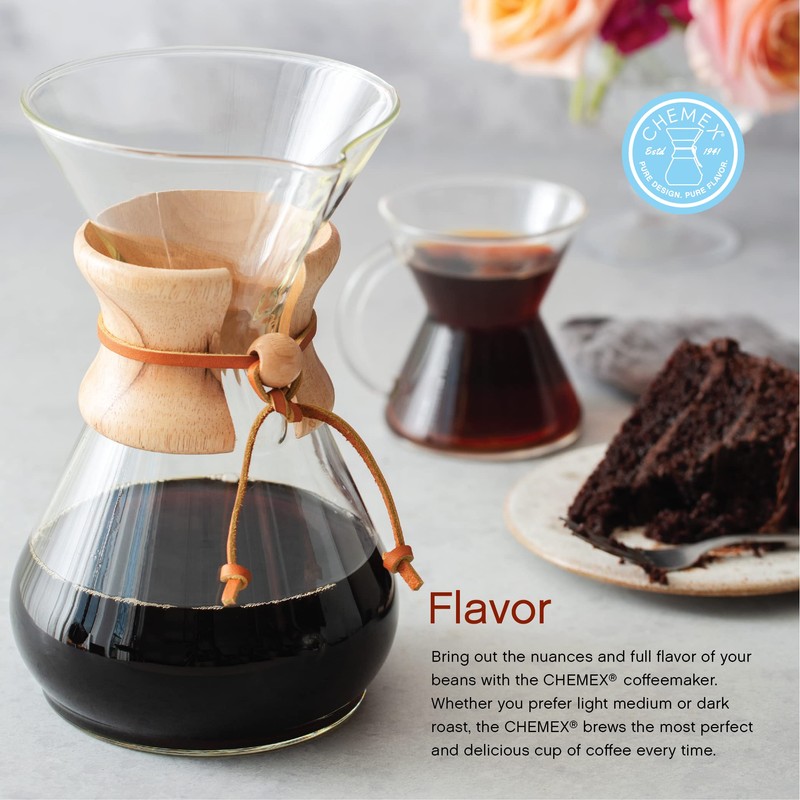 Chemex Pour-Over Glass Coffeemaker - Glass Handle Series - 6-Cup
