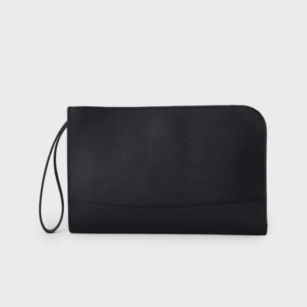 Takeokikuchi G8701070 Men's Clutch Bag, Black Leather, For Ceremonial Occasions, Saffiano Leather