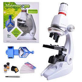 HONPHIER Kids Microscope 100x 400x 1200x Microscope for Children Microscopes Set Microscope Kit Kids Toys Science with Adjustable Phone Holder