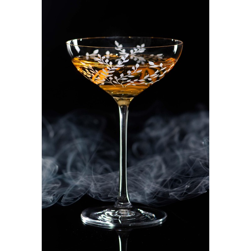 DIAMANTE Champagne Cocktail Saucers Coupes Pair - ‘Breeze’ - Intricately