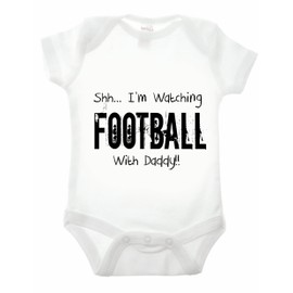 Reality Glitch Shh.. I'm Watching Football with Daddy Funny Newborn Baby Grow Gift (3-6 Months, White)