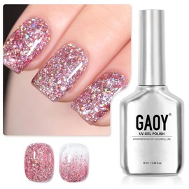 GAOY Shimmer Gel Nail Polish, 16ml Translucent Jelly Glitter Gel Polish, Soak Off UV Gel for Nail Art DIY at Home, 1609 Milky White - Color: S1125