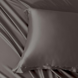 THXSILK Silk Pillowcase Pillow Sham, 19 Momme Mulberry Silk for Hair and Skin, Envelop Closure, Durable Smooth and Breathable (Charcoal, King)