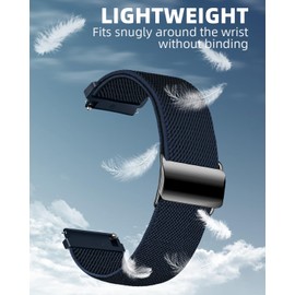 MAKCPOIMER Stretchy Nylon Watch Band Compatible with Garmin Vivoactive 5/3, Venu, Venu Sq, Vivomove, Forerunner 645/245, Dark Blue, 20mm, 5.9'-8.2'