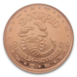 Private Mint 1 Ounce (AVDP) .999 Fine Copper Zodiac Sign Scorpio