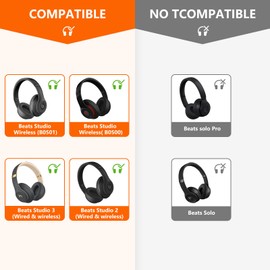 Toyoso Replacement Ear Pads for Beats Studio 2/3 Wired/Wireless Headphones, Ear Pads for B0501 / B0500, Beat Studio Earpads with Noise Cancelling Foam, Soft Protein Leather (Titanium)