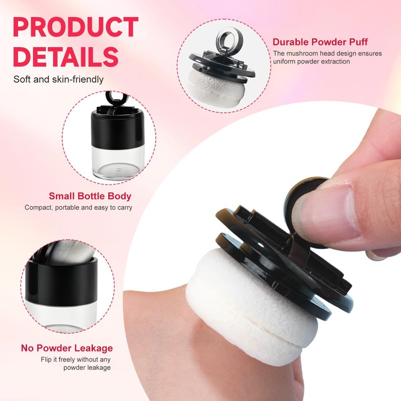 2Pcs 10 Gram Plastic Powder Case Face Powder Jar Container