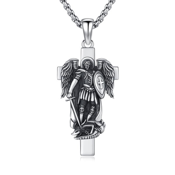 MEDWISE Large St Michael Necklace 925 Sterling Silver Archangel Saint