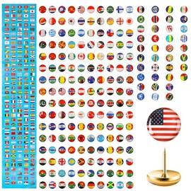 NQEUEPN 200 Piezas de Chinchetas de Bandera, Chinchetas Creativas de Bandera de País con Tachuelas de Mapa de Imagen de Bandera de País para Tablones de Anuncios Tableros Blandos Hogares Oficinas